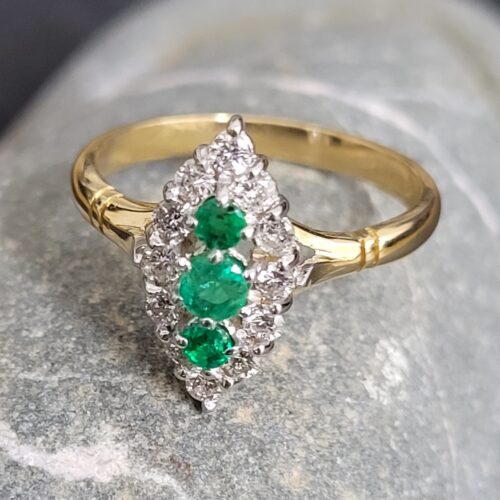 Emerald & Diamond 18ct Yellow Gold Cluster Ring from Ace Jewellery, Leeds