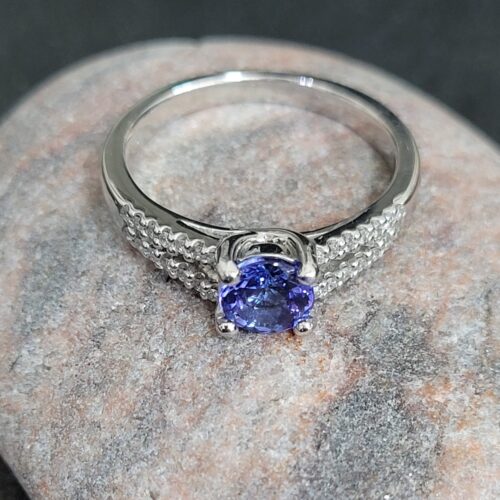 Tanzanite & Diamond Split Shoulder Platinum Ring from Ace Jewellery, Leeds