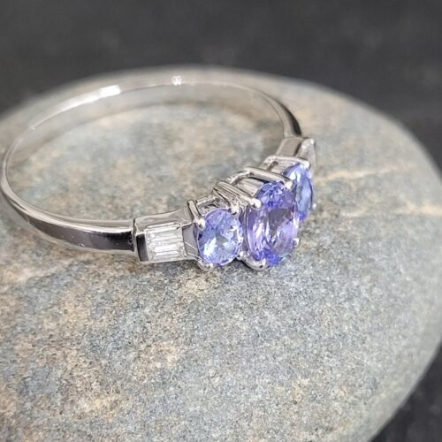 1.20ct Tanzanite & Baguette Diamond Seven Stone Ring 18ct White Gold from Ace Jewellery, Leeds