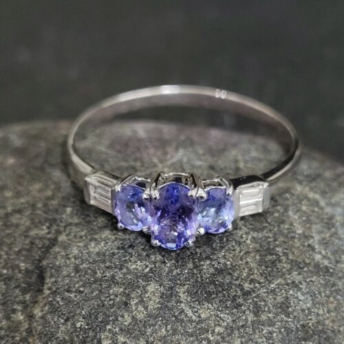 1.20ct Tanzanite & Baguette Diamond Seven Stone Ring 18ct White Gold from Ace Jewellery, Leeds