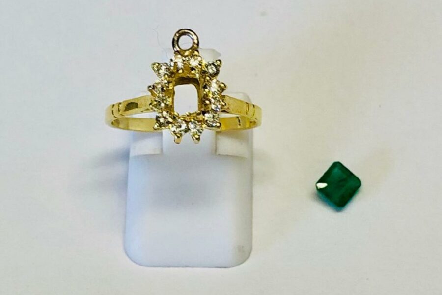 Emerald & Diamond Yellow Gold Cluster Ring re-modelled by Ace Jewellery, Leeds