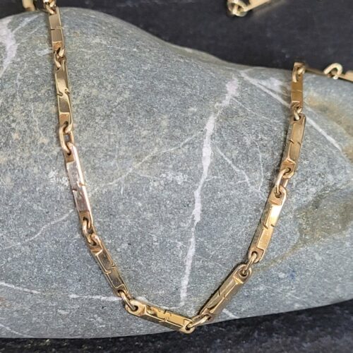 9ct Yellow Gold Oblong Block & Ring Chain from Ace Jewellery, Leeds