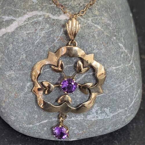 Antique 9ct Yellow Gold & Amethyst Pendant from Ace Jewellery, Leeds