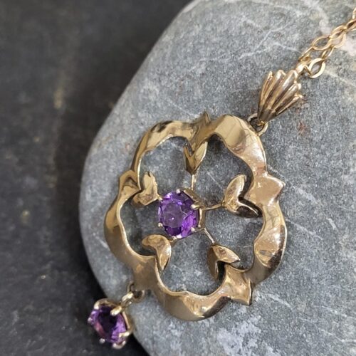 Antique 9ct Yellow Gold & Amethyst Pendant from Ace Jewellery, Leeds