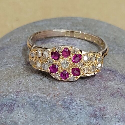 0.80ct Ruby & Rose Cut Diamond Antique Ring 18ct Yellow Gold from Ace Jewellery, Leeds