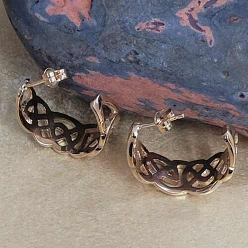 9ct Yellow Gold Half Hoop Celtic Earrings from Ace Jewellery, Leeds