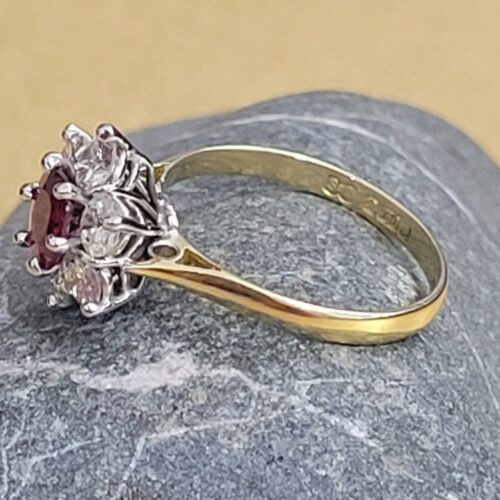 1.35ct Ruby & Diamond Cluster Ring 18ct Yellow Gold from Ace Jewellery, Leeds