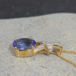 1.10ct Tanzanite & Diamond Pendant Necklace 9ct Yellow Gold from Ace Jewellery, Leeds