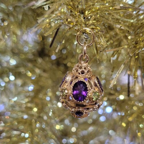 8.80ct Amethyst & Peridot Gold Orb Globe Pendant 9ct Yellow Gold from Ace Jewellery, Leeds