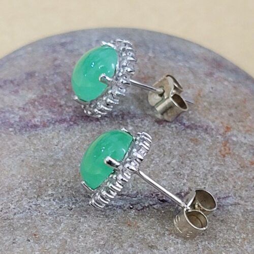 2.0ct Jade & Diamond Earrings 14ct White Gold from Ace Jewellery, Leeds