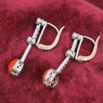 1.7ct Coral & Rose Cuts, Old Cuts Diamond Drop Earrings Platinum & 18ct Rose Gold from Ace Jewellery, Leeds