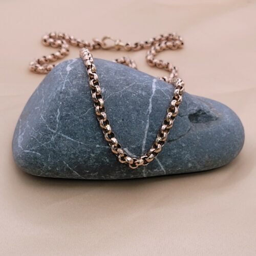 Antique 9ct Rose Gold Faceted Belcher Chain from Ace Jewellery, Leeds