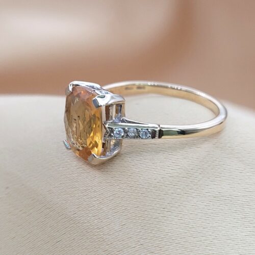 2.06ct Cushion-Cut Citrine & Diamond Ring 9ct Yellow Gold from Ace Jewellery, Leeds