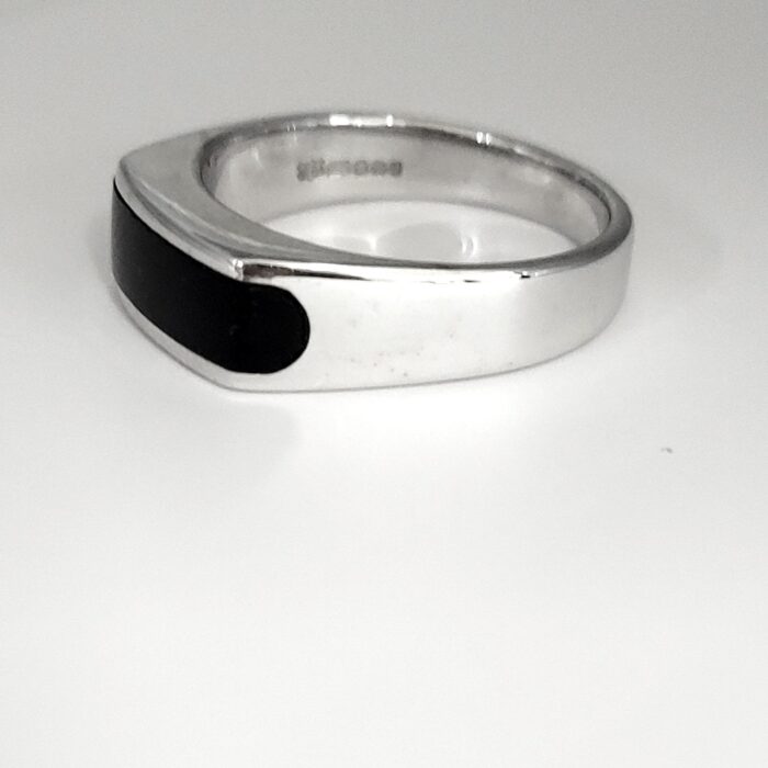 9ct White Gold Onyx Men's Signet Ring from Ace Jewellery, Leeds