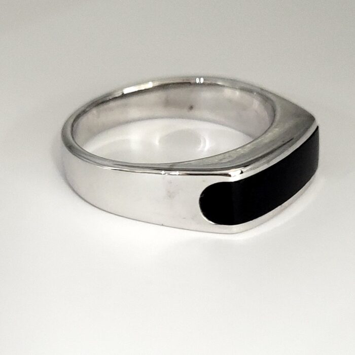 9ct White Gold Onyx Men's Signet Ring from Ace Jewellery, Leeds