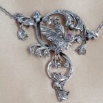 0.90ct Rose Cut Diamond Vintage-Style Bird Pendant Necklace Silver & 9ct Yellow Gold from Ace Jewellery, Leeds