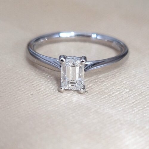 0.55ct Emerald Cut Diamond Engagement Ring Platinum from Ace Jewellery, Leeds