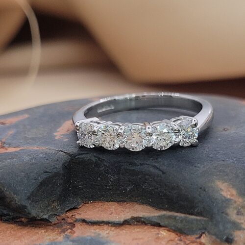 0.77ct Five-Stone Brilliant Cut Diamond Ring Platinum from Ace Jewellery, Leeds