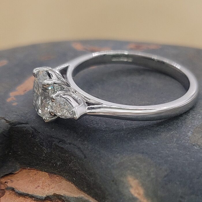 1.10ct Oval Diamond with Pear Diamond Trilogy Engagement Ring Platinum from Ace Jewellery, Leeds