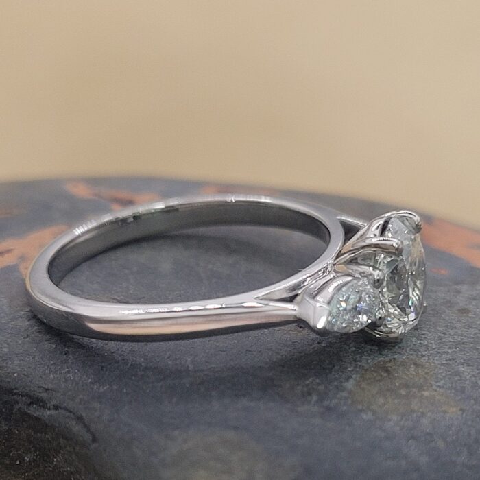 1.10ct Oval Diamond with Pear Diamond Trilogy Engagement Ring Platinum from Ace Jewellery, Leeds