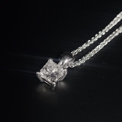 0.30ct Princess Cut Diamond Pendant Necklace 18ct White Gold from Ace Jewellery, Leeds