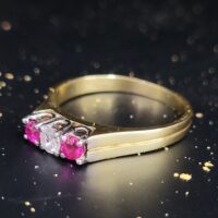 0.40ct Ruby & Diamond Three-Stone Trilogy Ring 18ct Yellow Gold from Ace Jewellery, Leeds