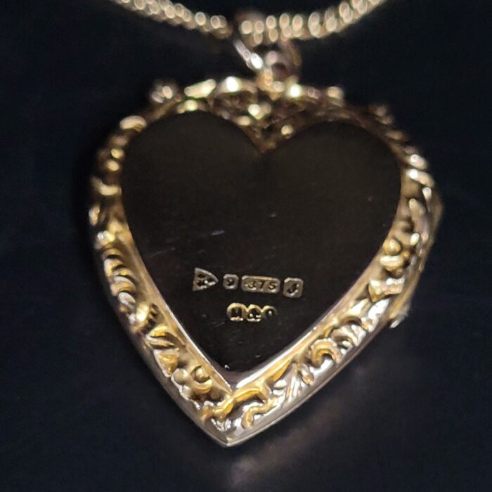 Antique 0.20ct Ruby & Pearl 9ct Yellow Gold Heart Locket Pendant & Chain from Ace Jewellery, Leeds