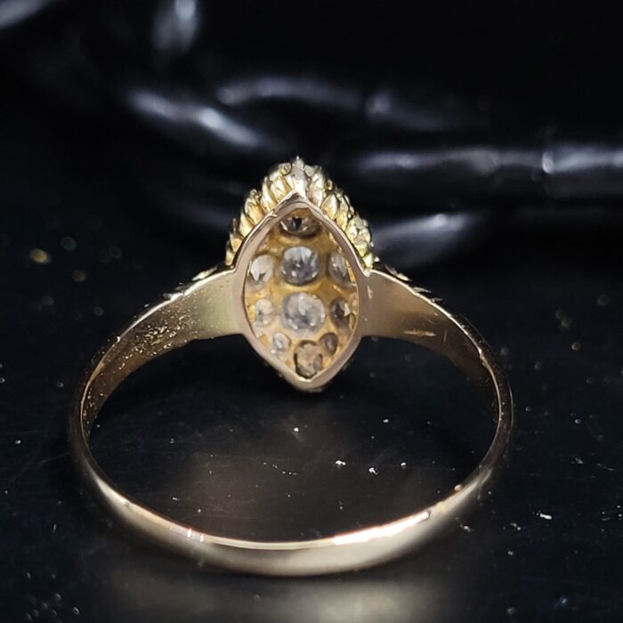 Antique Marquise-shaped 0.90ct Diamond Cluster Ring 18ct Yellow Gold from Ace Jewellery, Leeds