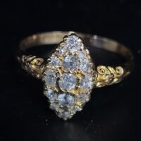 Antique Marquise-shaped 0.90ct Diamond Cluster Ring 18ct Yellow Gold from Ace Jewellery, Leeds