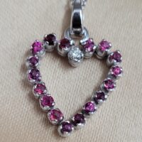 0.80ct Ruby & Diamond Heart-shaped Pendant Necklace & Chain 18ct White Gold from Ace Jewellery, Leeds