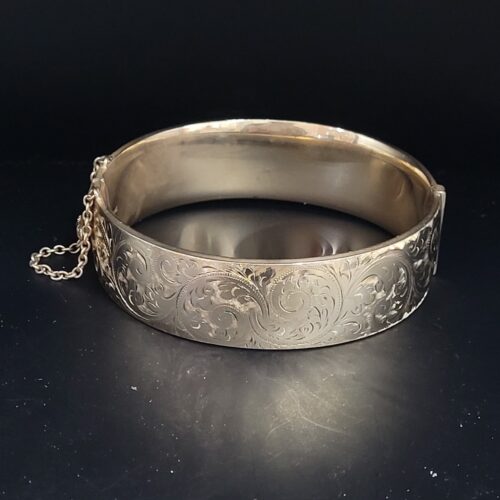 Vintage Metal-Core Cuff Bangle 1/5th 9ct Yellow Gold from Ace Jewellery, Leeds