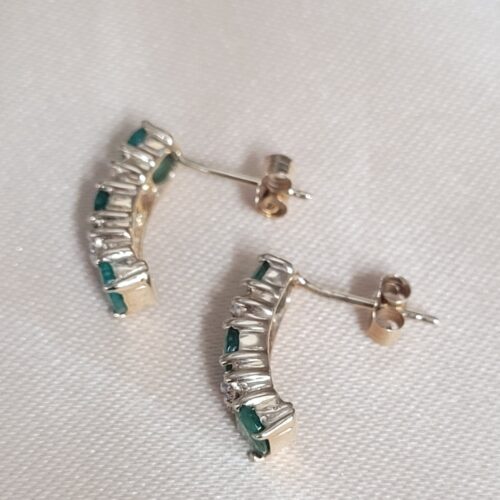 0.88ct Emerald & Diamond Half Hoop Earrings 14ct Yellow Gold from Ace Jewellery, Leeds