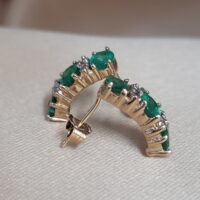 0.88ct Emerald & Diamond Half Hoop Earrings 14ct Yellow Gold from Ace Jewellery, Leeds