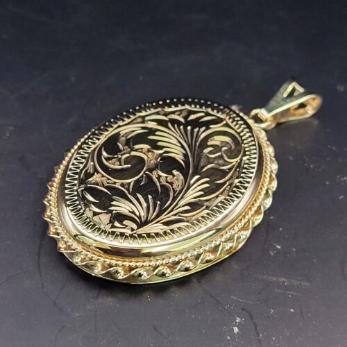 9ct Yellow Gold Floral Engraved Locket from Ace Jewellery, Leeds