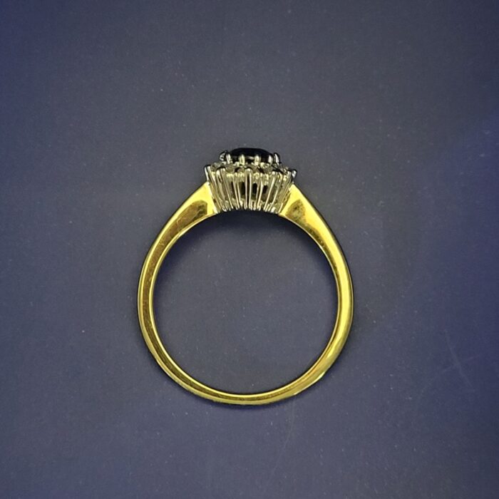 1.15ct Sapphire & Diamond Halo Ring 18ct Yellow Gold from Ace Jewellery, Leeds