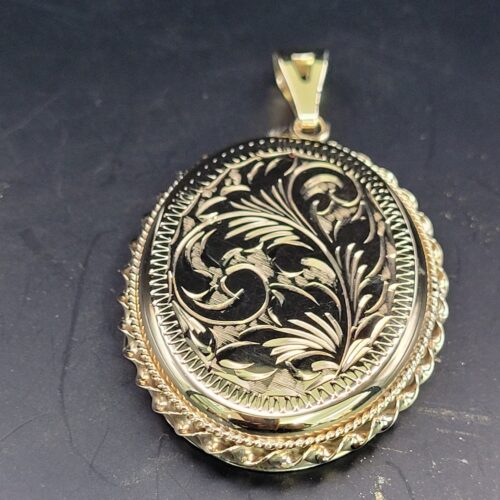 9ct Yellow Gold Floral Engraved Locket from Ace Jewellery, Leeds