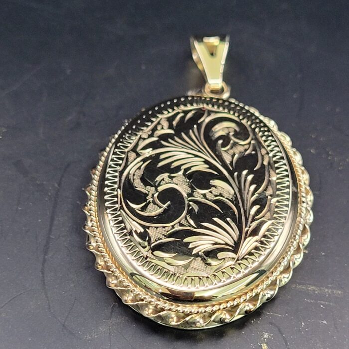 9ct Yellow Gold Floral Engraved Locket from Ace Jewellery, Leeds