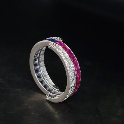 3.50ct Ruby Sapphire Diamond Multi-Stone Crossover Ring 18ct White Gold from Ace Jewellery, Leeds