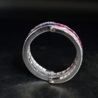 3.50ct Ruby Sapphire Diamond Multi-Stone Crossover Ring 18ct White Gold from Ace Jewellery, Leeds