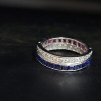 3.50ct Ruby Sapphire Diamond Multi-Stone Crossover Ring 18ct White Gold from Ace Jewellery, Leeds