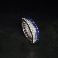 3.50ct Ruby Sapphire Diamond Multi-Stone Crossover Ring 18ct White Gold from Ace Jewellery, Leeds