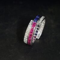 3.50ct Ruby Sapphire Diamond Multi-Stone Crossover Ring 18ct White Gold from Ace Jewellery, Leeds