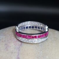 3.50ct Ruby Sapphire Diamond Multi-Stone Crossover Ring 18ct White Gold from Ace Jewellery, Leeds