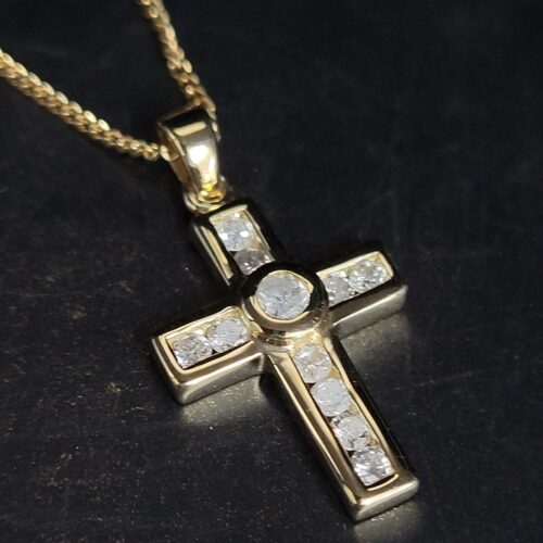 0.40ct Diamond Cross Pendant & Chain 18ct Yellow Gold from Ace Jewellery, Leeds