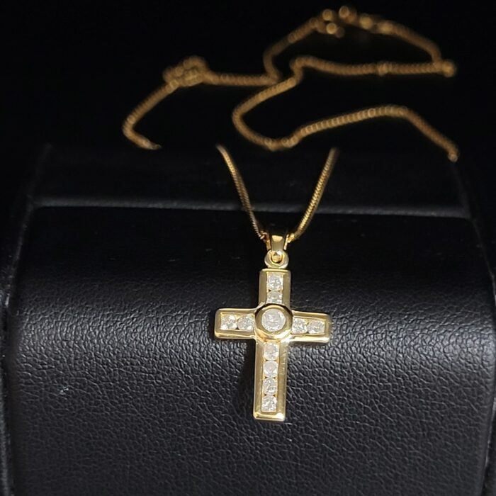 0.40ct Diamond Cross Pendant & Chain 18ct Yellow Gold from Ace Jewellery, Leeds