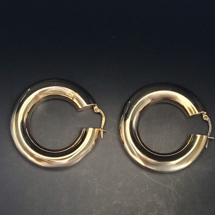 9ct Yellow Gold Chunky Tube Hoop Earrings from Ace Jewellery, Leeds