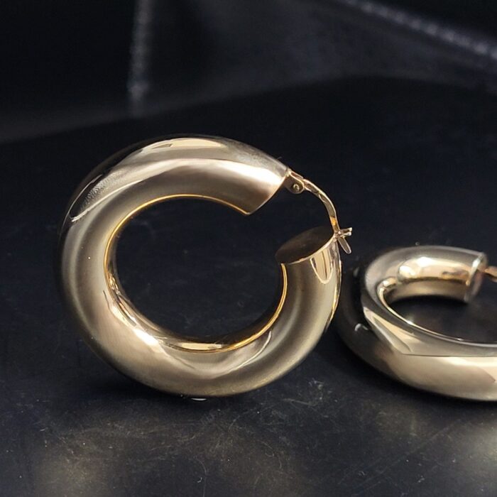 9ct Yellow Gold Chunky Tube Hoop Earrings from Ace Jewellery, Leeds