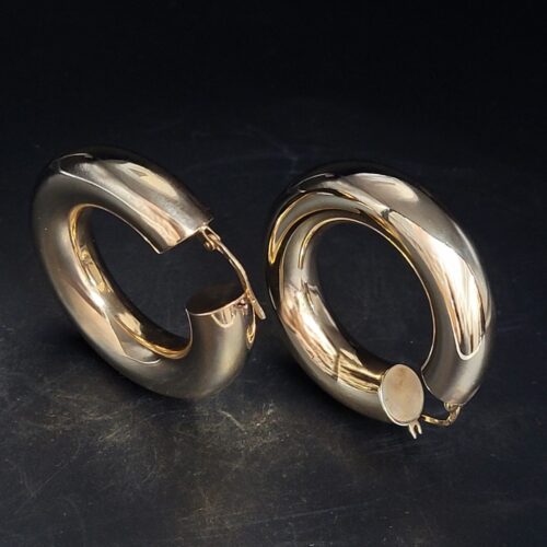 9ct Yellow Gold Chunky Tube Hoop Earrings from Ace Jewellery, Leeds