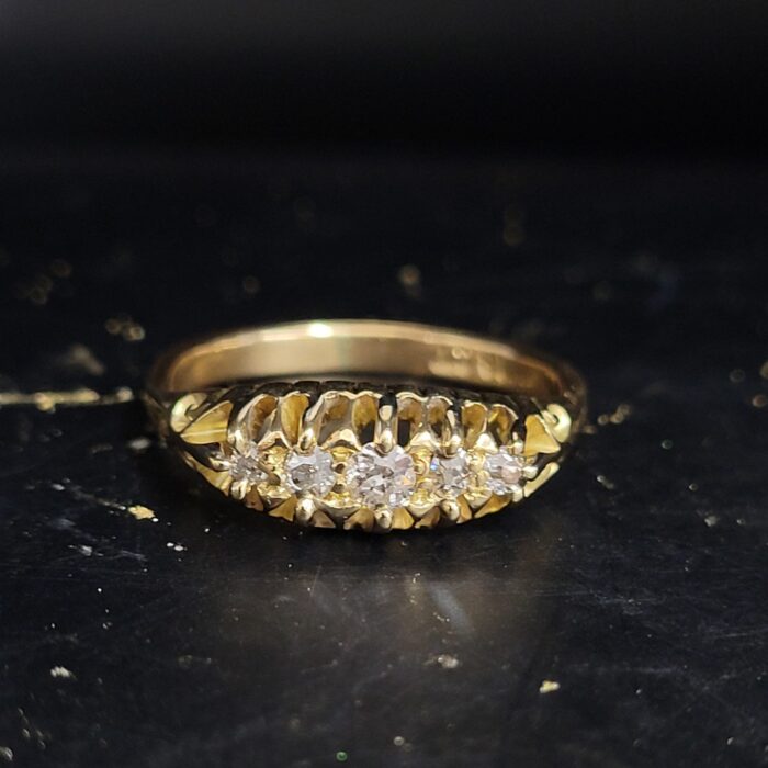 Antique 0.35ct Diamond Five-Stone Ring 18ct Yellow Gold from Ace Jewellery, Leeds