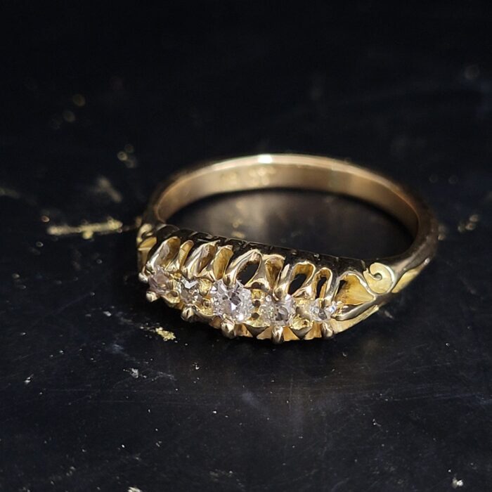 Antique 0.35ct Diamond Five-Stone Ring 18ct Yellow Gold from Ace Jewellery, Leeds